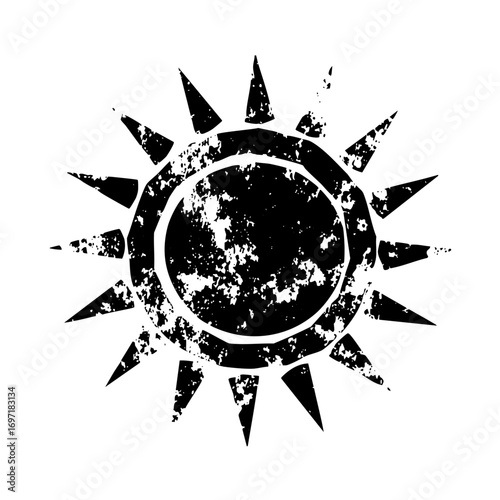Vector Distressed sunburst with sharp rays
