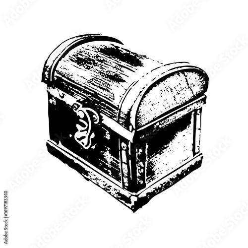 Vector Vintage treasure chest with ornate details.