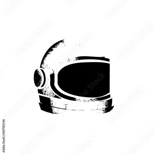 Vector Distressed astronaut helmet with a vintage aesthetic.
