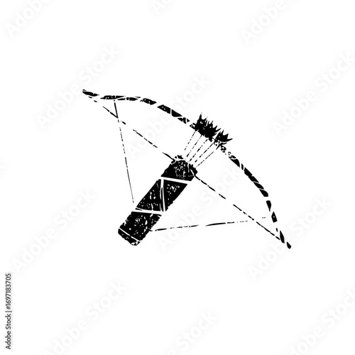 Vector Black silhouette of a drawn bow with an arrow a hunting .