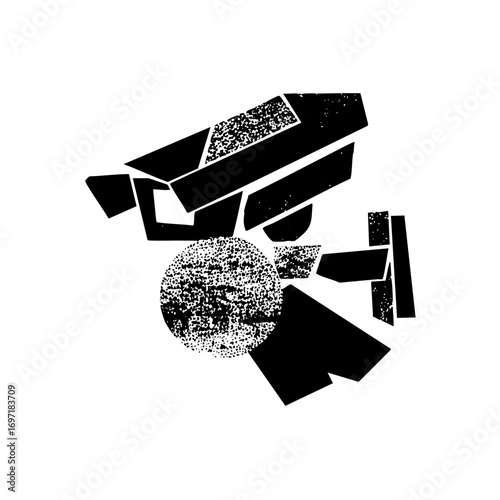 Vector Abstract robotic head with geometric shapes.