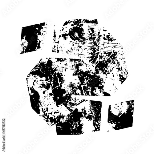 Vector Abstract fragmented globe with distressed texture.