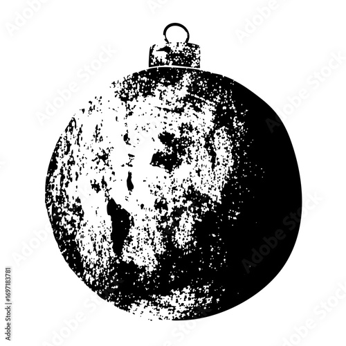 Vector Distressed spherical ornament with a loop.