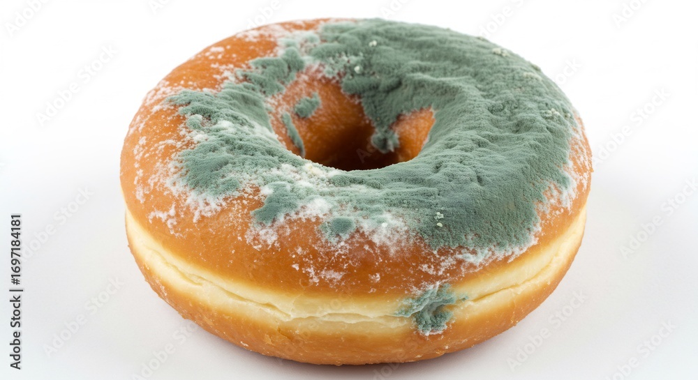 Obraz premium Moldy Doughnut Spoiled Sweet Treat Studio Shot. AI Generated