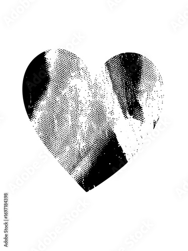 Vector Broken heart with halftone dots