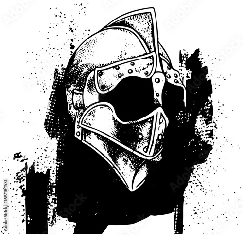 Vector Detailed of a medieval knights helmet.
