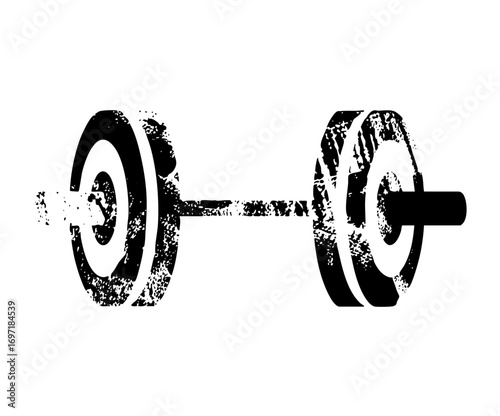 Vector Black barbell depicts strength and fitness.