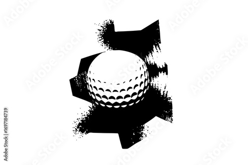 Vector Golf ball within a starburst shape .