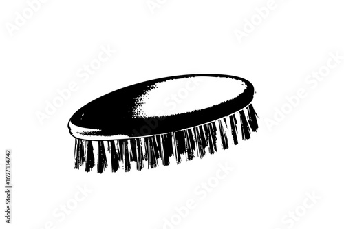 Vector Detailed of a cleaning brush with stiff bristles.