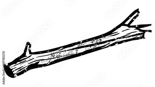 Vector Stylized wood log with branching limbs.