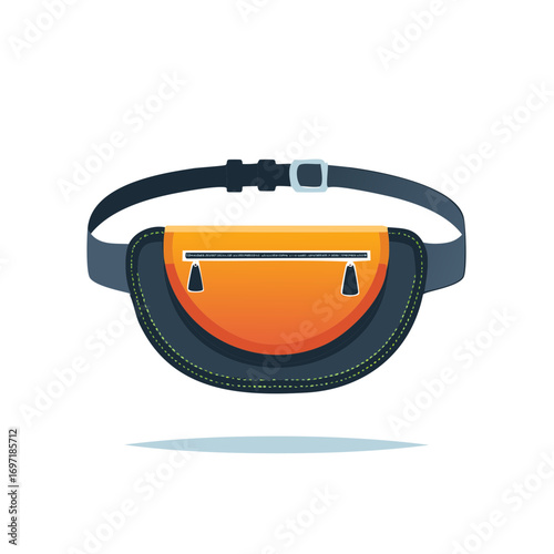 Modern orange and navy blue waist bag for travel and outdoor activities