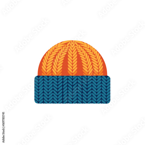 Colorful knitted winter hat illustration isolated