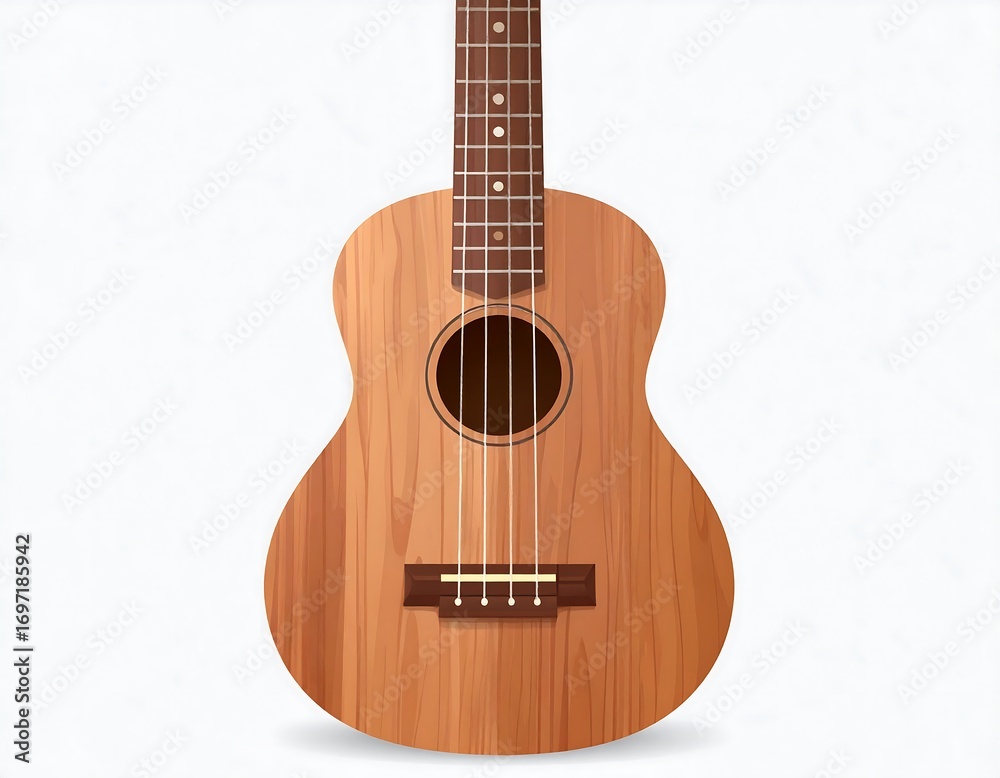 Obraz premium Wooden ukulele, front view