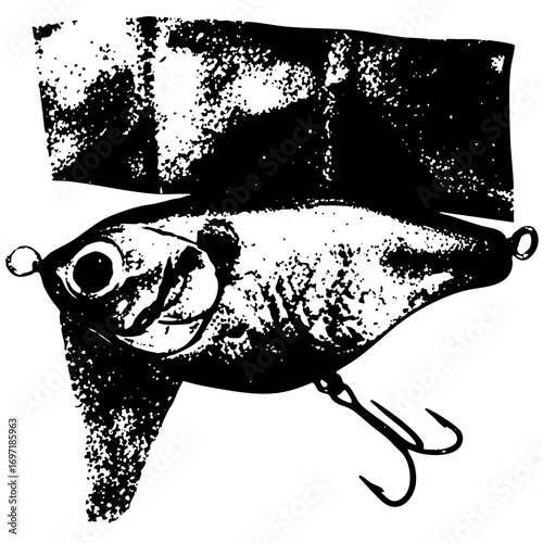 Vector Detailed of a fishing lure with sharp hooks.