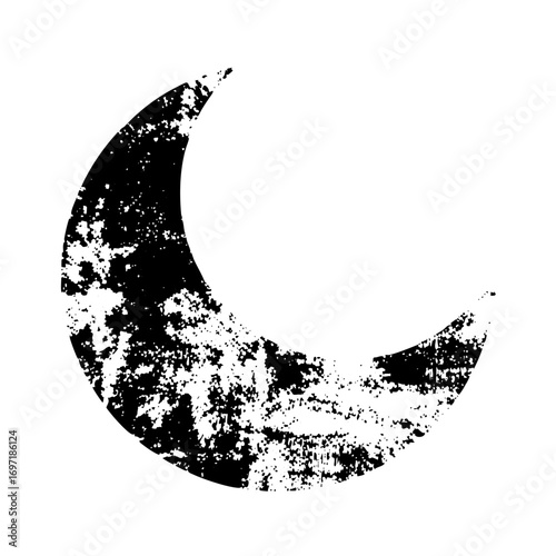 Vector Distressed moon with textured surface.