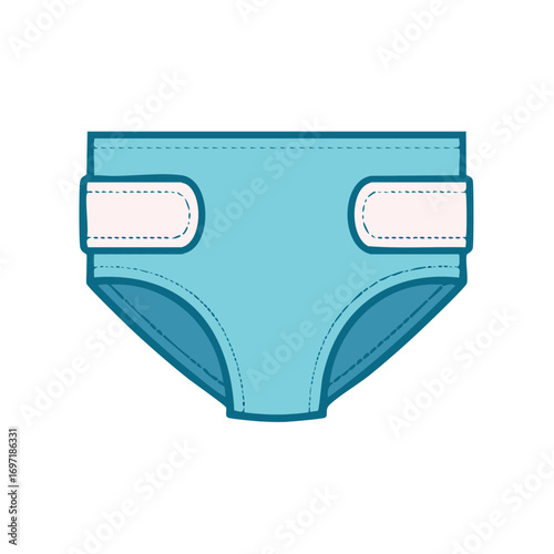 Blue baby diaper illustration. Childcare and hygiene product