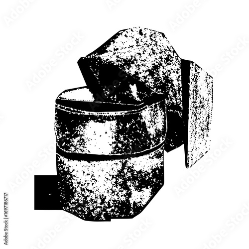 Vector Rustic ceramic pot with an open lid .