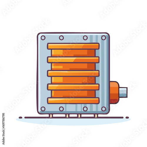 Heater illustration with horizontal slats and round details for cold weather concept
