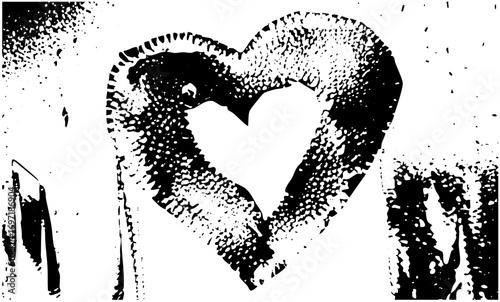 Vector Embracing couple forms a textured heart shape.