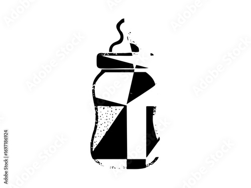 Vector Stylized bottle with rising .