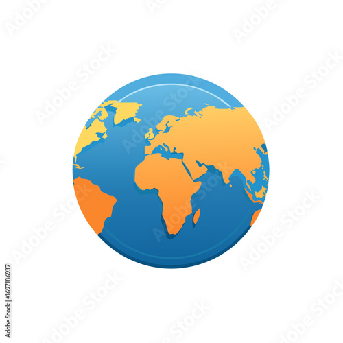 Stylized Earth globe in blue and orange colors for concept design
