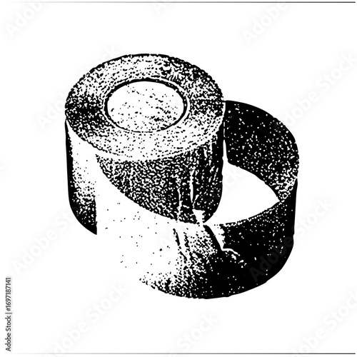 Vector Detailed of a toilet paper roll with a pulled sheet.