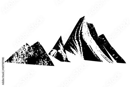 Vector Dramatic mountain range in black and white.