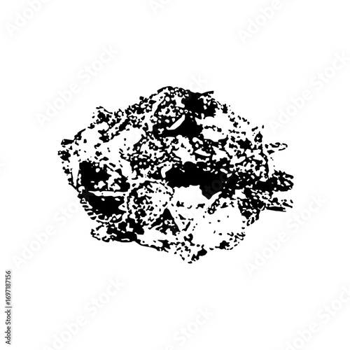 Vector Abstract black cluster with irregular shapes.