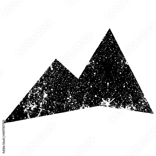 Vector Minimalist mountain range with distressed texture.