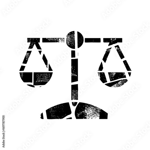 Vector Balanced scales of justice with a human silhouette.