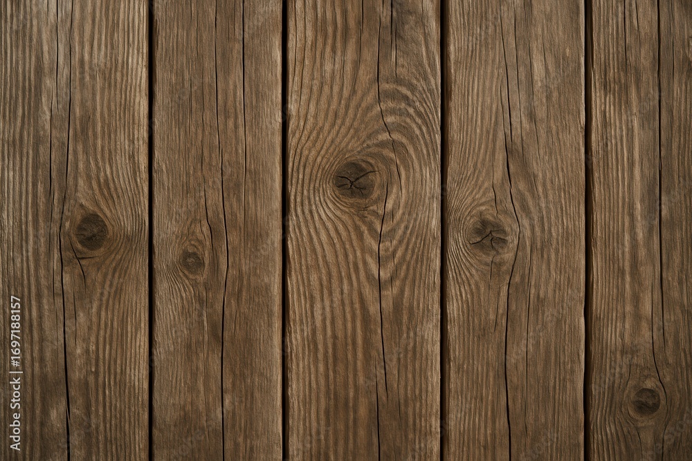 Naklejka premium Rustic weathered wood texture background featuring authentic aged planks with natural grain patterns and vintage character for design applications