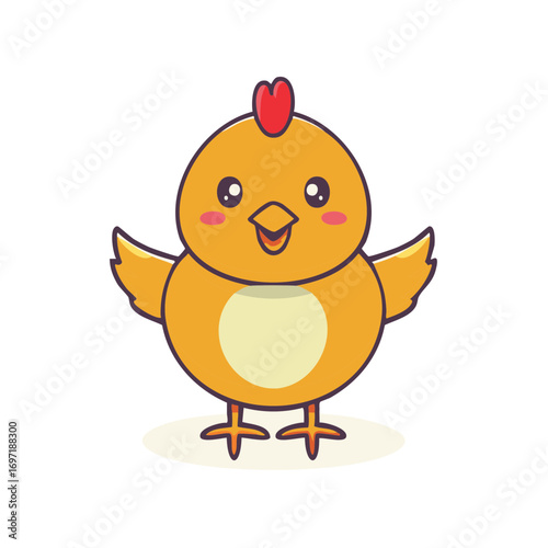 Cute Cartoon Chick Illustration with Happy Expression Spring Easter Animal Character