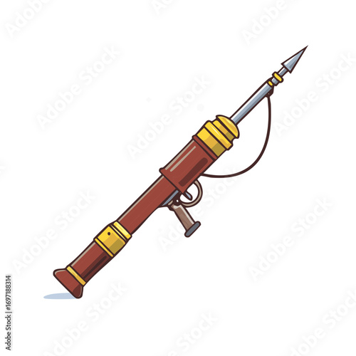 Cartoon Illustration of underwater spear gun. Harpoon gun isolated on white. Weapon for sea hunting.