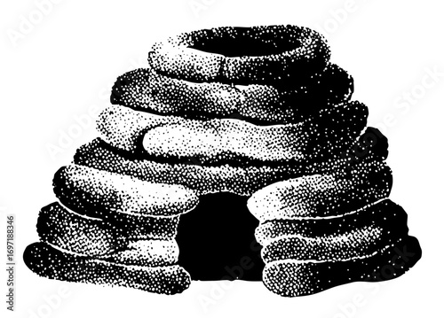 Vector Stone structure with arched entrance .