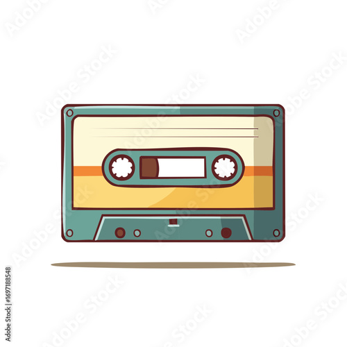 Retro Cassette Tape Illustration Audio Recording Music Recorder Nostalgia