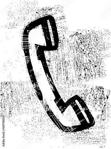 Vector Distressed handset depicts communication technology.