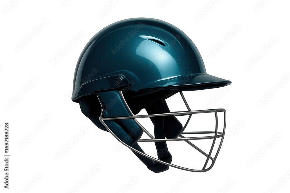 Naklejka premium Cricket helmet with face guard isolated on transparent background, ensuring safety and protection for cricket players