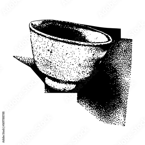Vector Detailed of a ceramic teacup with shadow.