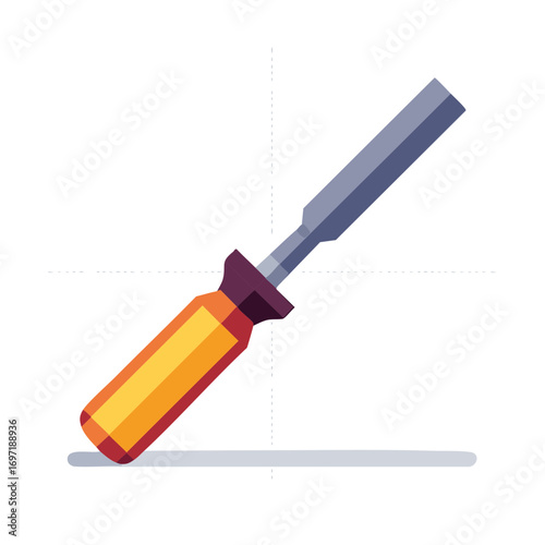 Flat Design Wood Chisel Illustration for Carpentry and Woodworking Tools