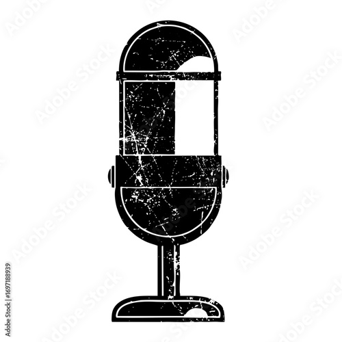 Vector Vintage microphone with distressed texture.