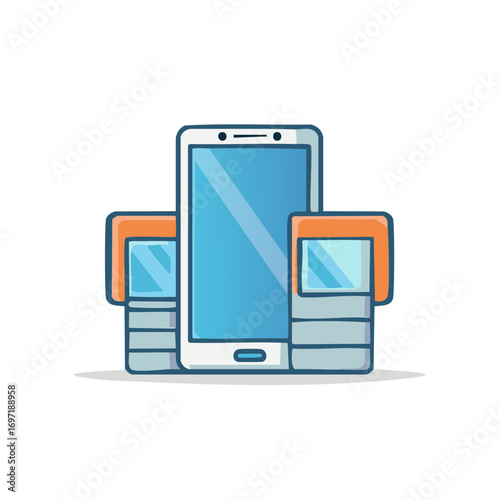 Modern and vintage mobile phones arranged together stylishly