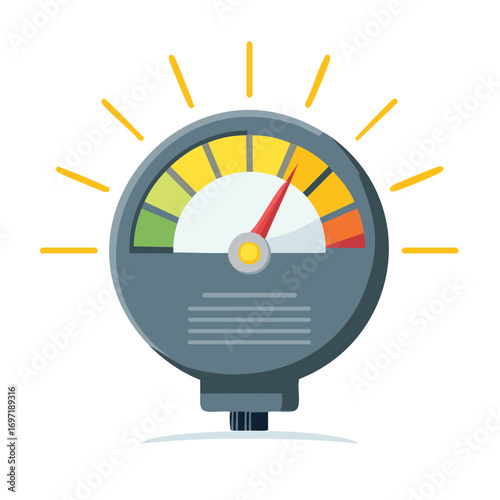 Colorful meter gauge icon showing high performance speed or risk level