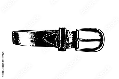 Vector Detailed of a leather belt with a classic buckle.