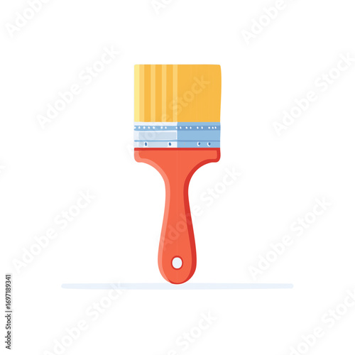 Illustration of a paint brush with an orange handle and yellow bristles
