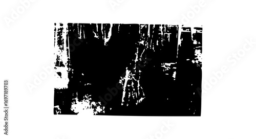 Vector Abstract distressed rectangle with rough edges and scattered voids.