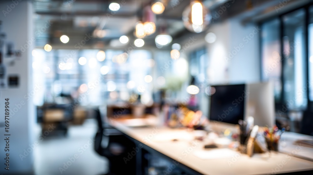 Obraz premium Blurred Modern Office Workspace
