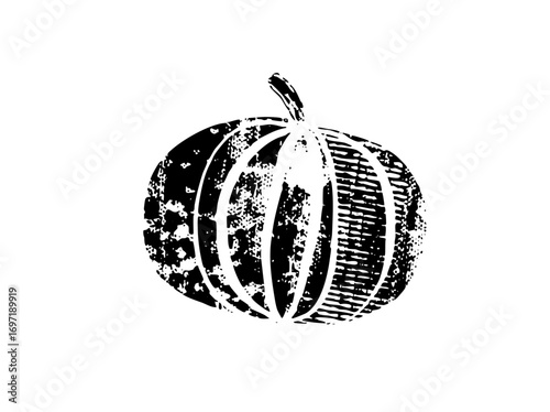 Vector Detailed of a striped pumpkin with a stem.