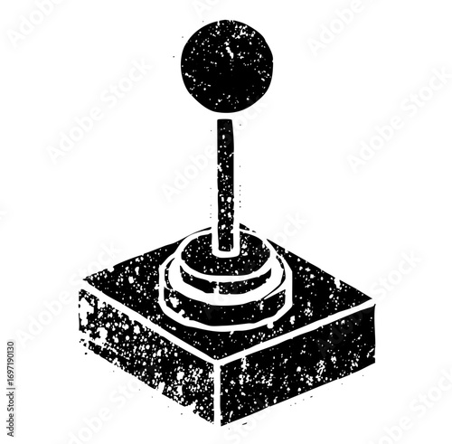 Vector Vintage joystick with distressed texture.