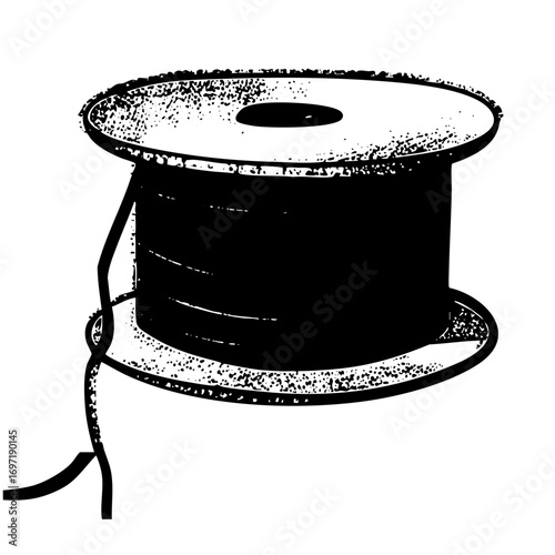 Vector Black thread spool with loose end