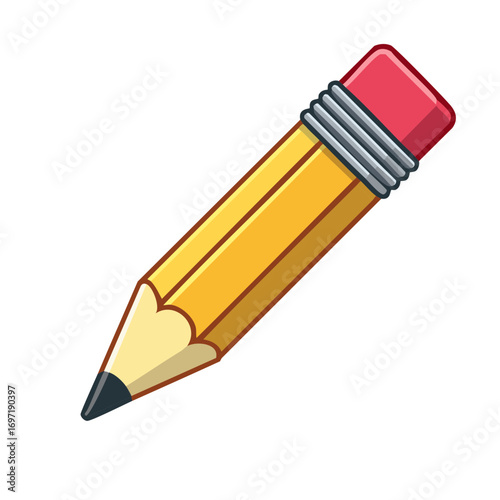 Yellow Graphite Pencil with Pink Eraser and Sharpened Tip